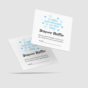 Diaper Raffle Blue Boy Baby Shower Square Card