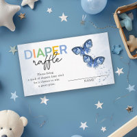 Diaper Raffle Blue Butterflies Twins Baby Shower