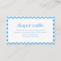 Diaper Raffle Blue Chequered Retro Baby Boy Shower