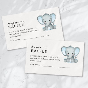 Diaper Raffle Blue Elephant Baby Shower Enclosure Card