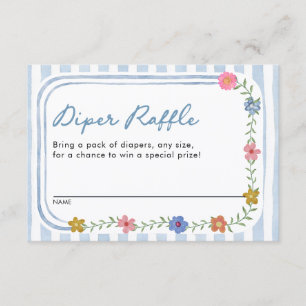 Diaper Raffle Blue Floral Enclosure Card