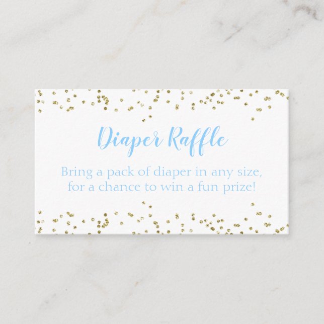 Diaper Raffle Blue & Gold Confetti Boy Baby Shower Enclosure Card (Front)