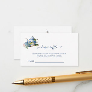 Diaper Raffle  Blue Hydrangea  Tea Party Enclosure Card