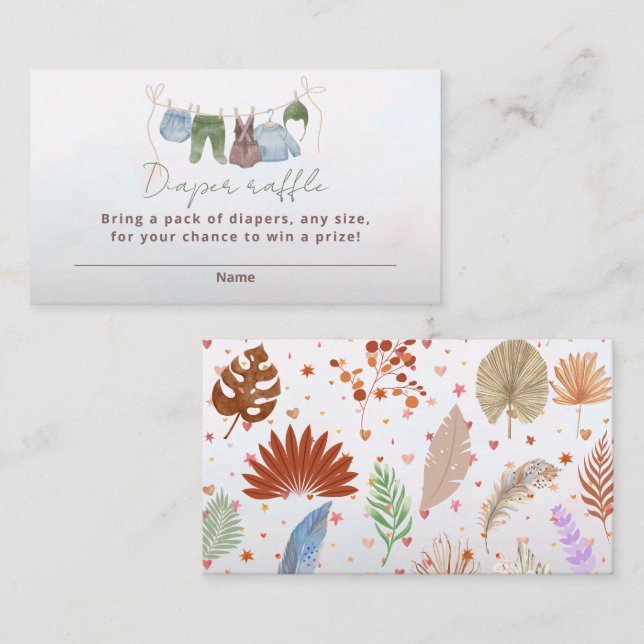 Diaper raffle boho baby clothes watercolor enclosure card (Front/Back)