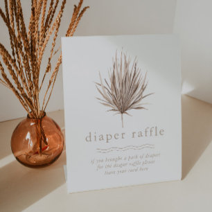 Diaper Raffle Boho Beach Baby Shower Pedestal Sign
