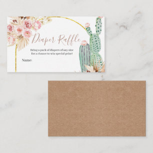 Diaper Raffle Boho Cactus Floral Enclosure Card