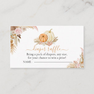 Diaper Raffle Boho Floral Pumpkin Baby Shower  Enclosure Card