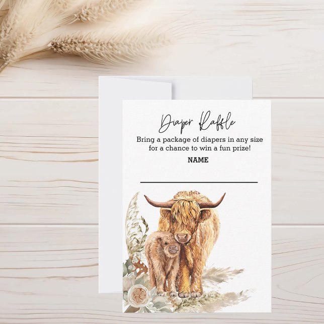 Diaper Raffle Boho Highland Cow Baby Shower  Invitation (Creator Uploaded)