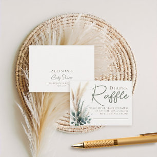 Diaper Raffle Boho Pampas Greenery Arch Neutral Enclosure Card