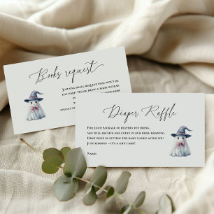 DIAPER RAFFLE BOOK REQUEST HALLOWEEN GHOST HAT ENCLOSURE CARD