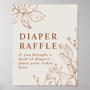 Diaper Raffle Botanical Baby Shower Poster
