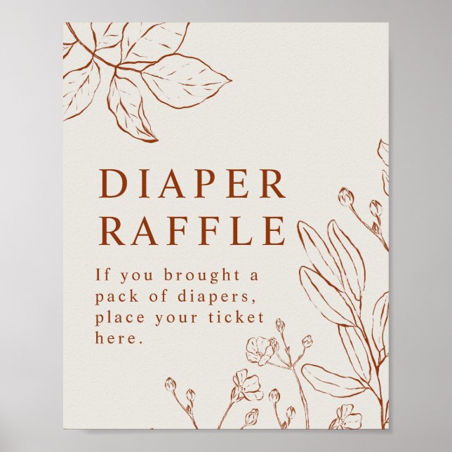 Diaper Raffle Botanical Baby Shower Poster (Front)