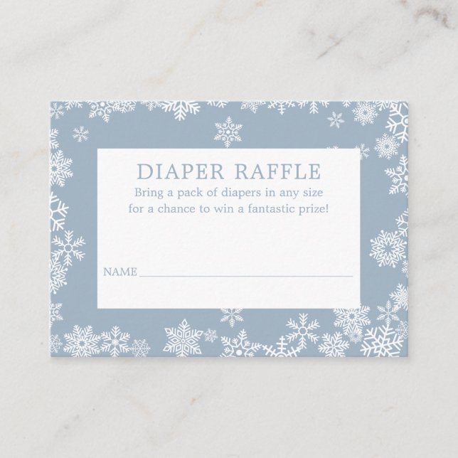 Diaper Raffle Boy Winter Baby Shower Dusty Blue Enclosure Card (Front)