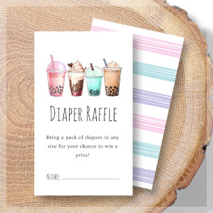 Diaper Raffle   Bubble Tea Boba Baby Shower  Enclosure Card