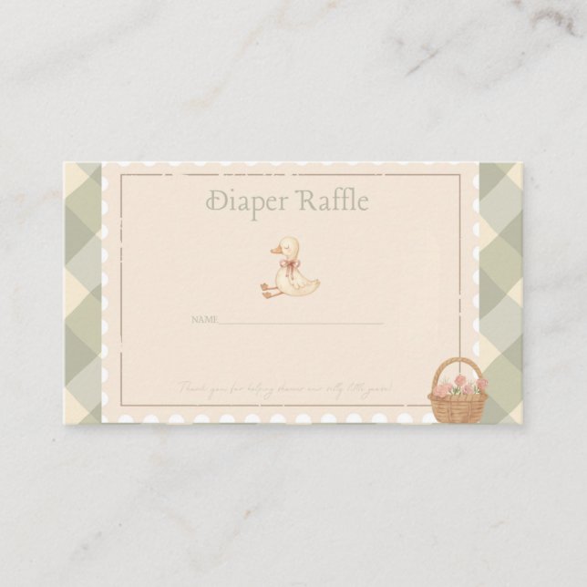Diaper Raffle  Business Card (Front)