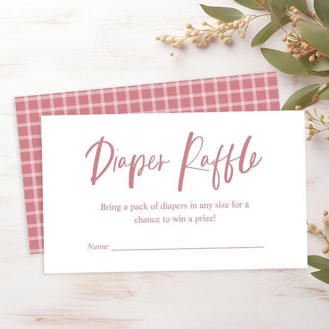 Diaper Raffle Calligraphy Neutral Baby Shower Enclosure Card (Creator Uploaded)