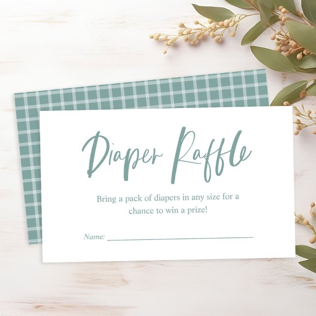 Diaper Raffle Calligraphy Neutral Baby Shower Enclosure Card (Creator Uploaded)