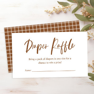 Diaper Raffle Calligraphy Neutral Baby Shower Enclosure Card