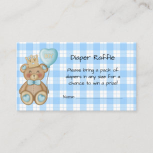 Diaper Raffle Card, Bear Baby Shower Insert