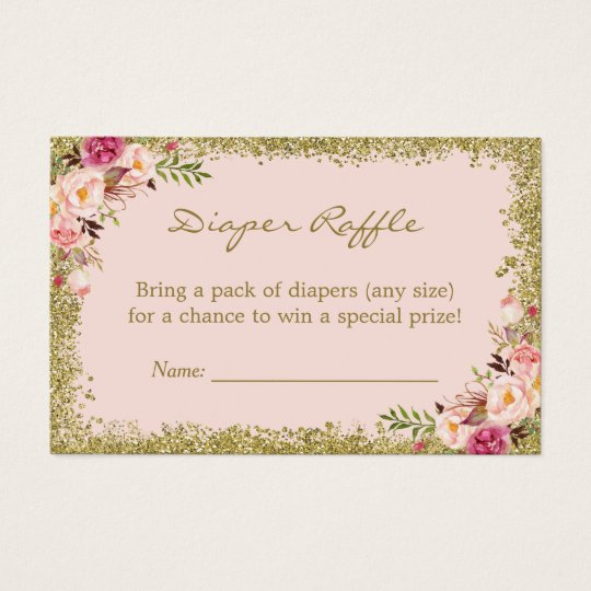 diaper raffle card blush pink gold glitter floral zazzle blush by profile size chart