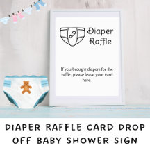 Diaper Raffle Card Drop Off Baby Shower Sign