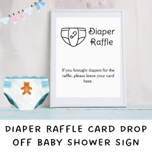 Diaper Raffle Card Drop Off Baby Shower Sign