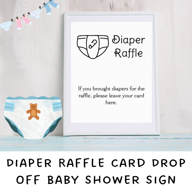Diaper Raffle Card Drop Off Baby Shower Sign (Diaper Raffle Table Display Download and Prints Available)