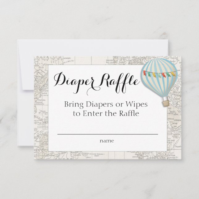 Diaper Raffle Card Hot Air Balloon Boy (Front)