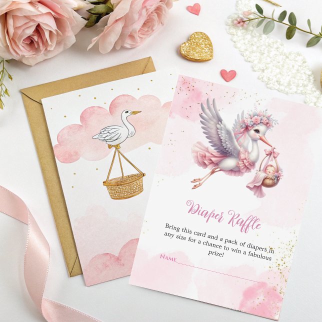 Diaper Raffle Card – Pink Stork Baby Girl Shower  (Creator Uploaded)
