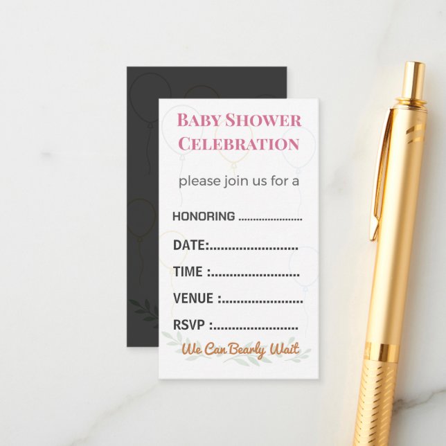 Diaper Raffle Card Tickets | Elegant Insert (Front/Back In Situ)