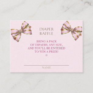 Diaper Raffle Carriage Bows Pink Gingham Enclosure Card