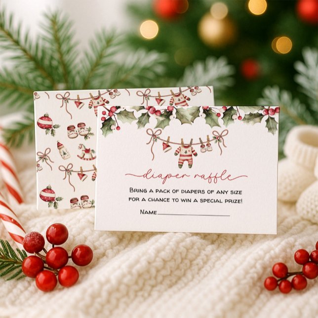 Diaper Raffle Christmas Baby Shower Enclosure Card (Creator Uploaded)