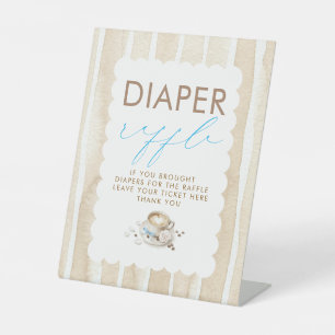Diaper Raffle Coffee Boy Baby Shower Table Sign
