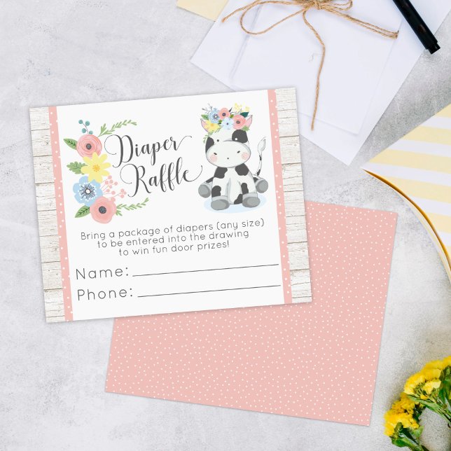 Diaper Raffle Cow Baby Shower Game Entry Card (Creator Uploaded)