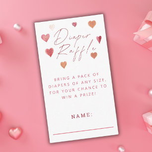 Diaper Raffle Cute Hearts Baby Shower Girly Enclosure Card