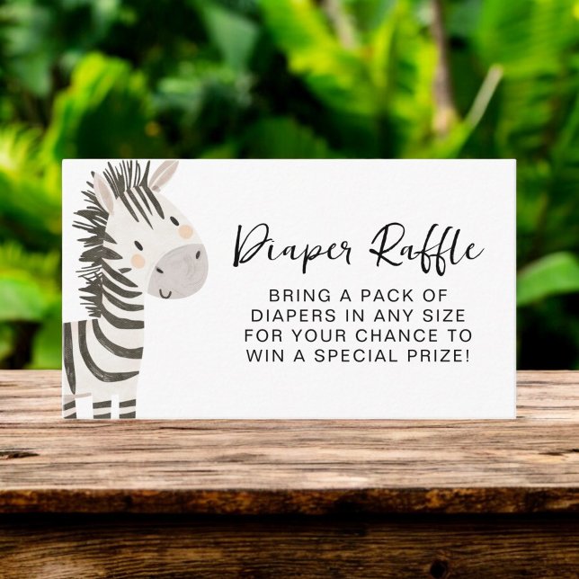 Diaper Raffle Cute Safari Animals Baby Shower Enclosure Card (Creator Uploaded)