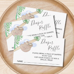Diaper Raffle Cute Sloth Boy's Baby Shower Enclosure Card