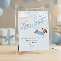 Diaper Raffle Dachshund Blue Baby Shower Game