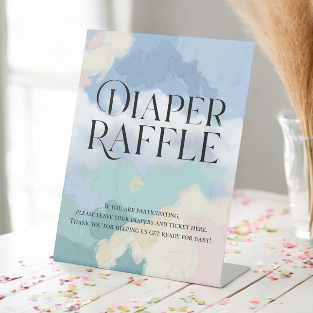  Diaper Raffle Dreamy Cloud Nine Baby Shower Pedestal Sign (Creator Uploaded)