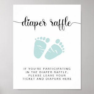 Diaper Raffle Drop Off Mint Feet Baby Shower Poster
