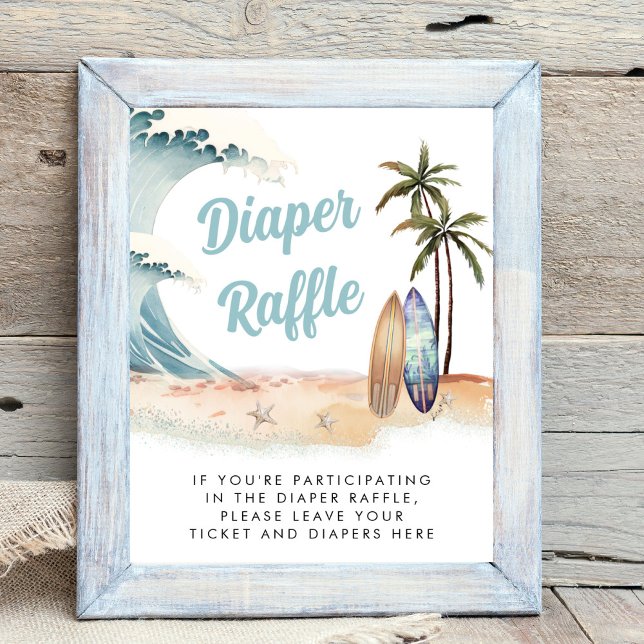 Diaper Raffle Drop Off Surfing Baby Shower Sign (Creator Uploaded)