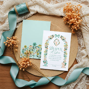 Diaper Raffle Easter Eggs & Floral Arch Rabbit Enclosure Card