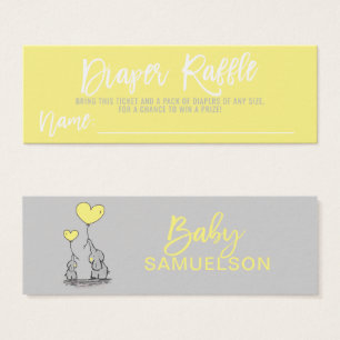 DIAPER RAFFLE Elephant Yellow Grey Baby Shower