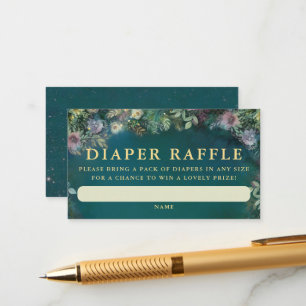 Diaper Raffle Enchanted Forest Roses Woodland Baby Enclosure Card