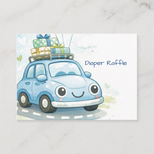 Diaper Raffle Enclosure Card Car Theme (Front)
