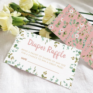 Diaper Raffle Eucalyptus Baby Shower  Enclosure Card