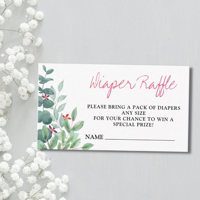 Diaper Raffle Eucalyptus Greenery Baby Shower Enclosure Card (Creator Uploaded)