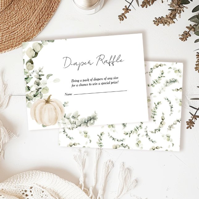 Diaper Raffle Fall Little Pumpkin Baby Shower Enclosure Card (Creator Uploaded)