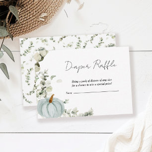 Diaper Raffle Fall Little Pumpkin Blue Baby Shower Enclosure Card