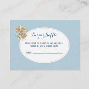 Diaper Raffle Fleur de Lys Baby Shower enclosure Card